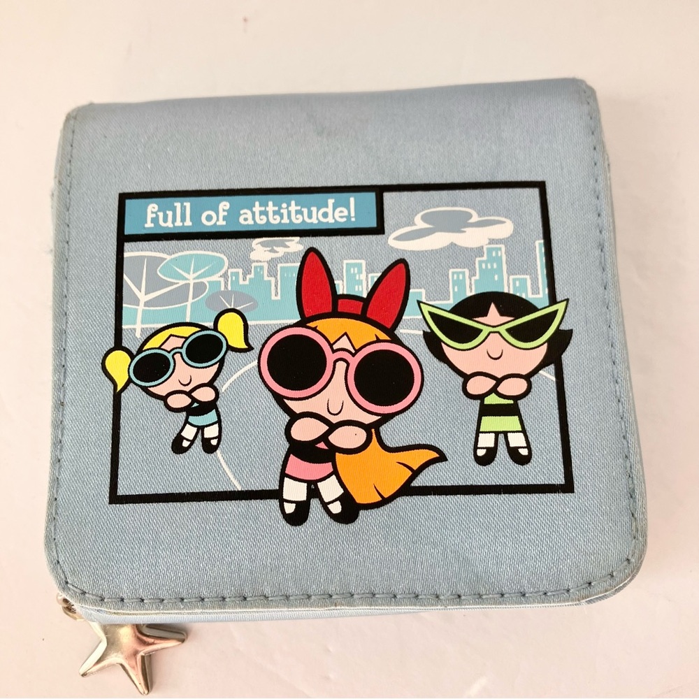 Vintage Powerpuff Girls Light Blue Satin Wallet 2001